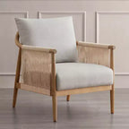 Fauteuil d'appoint de ferme moderne Spruce&Spring avec accoudoirs en bois tressé