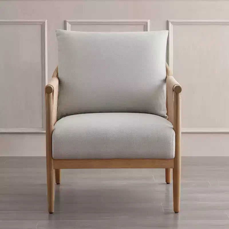 Fauteuil d'appoint de ferme moderne Spruce&Spring avec accoudoirs en bois tressé
