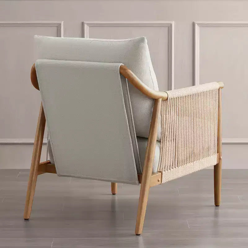 Fauteuil d'appoint de ferme moderne Spruce&Spring avec accoudoirs en bois tressé