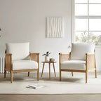 Fauteuil d'appoint de ferme moderne Spruce&Spring avec accoudoirs en bois tressé