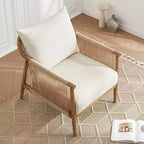 Fauteuil d'appoint de ferme moderne Spruce&Spring avec accoudoirs en bois tressé