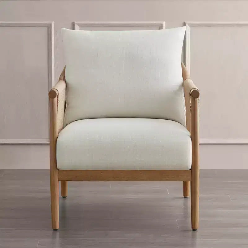 Fauteuil d'appoint de ferme moderne Spruce&Spring avec accoudoirs en bois tressé