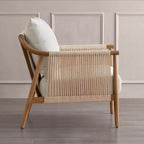 Fauteuil d'appoint de ferme moderne Spruce&Spring avec accoudoirs en bois tressé