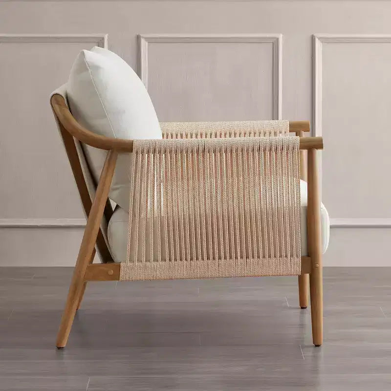 Fauteuil d'appoint de ferme moderne Spruce&Spring avec accoudoirs en bois tressé