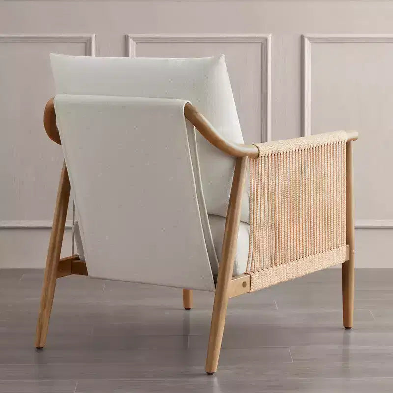 Fauteuil d'appoint de ferme moderne Spruce&Spring avec accoudoirs en bois tressé