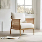 Spruce&Spring Modern Farmhouse Accent Chair with Braid Wood Armm