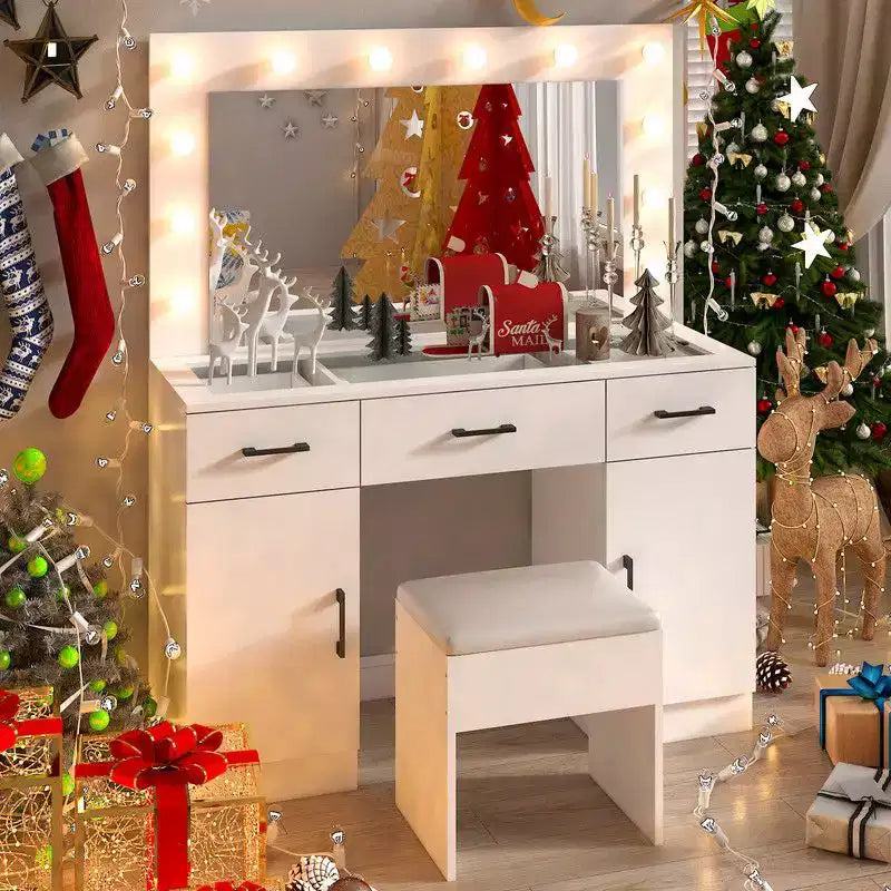 Coiffeuse blanche et son tabouret