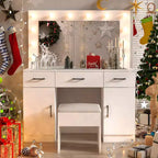 Coiffeuse blanche et son tabouret