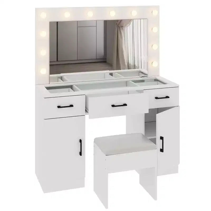 Coiffeuse blanche et son tabouret
