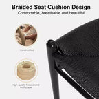 MAYEERTY Tabouret de bar tissé Wishbone noir entièrement assemblé – Moderne et robuste pour îlot de cuisine