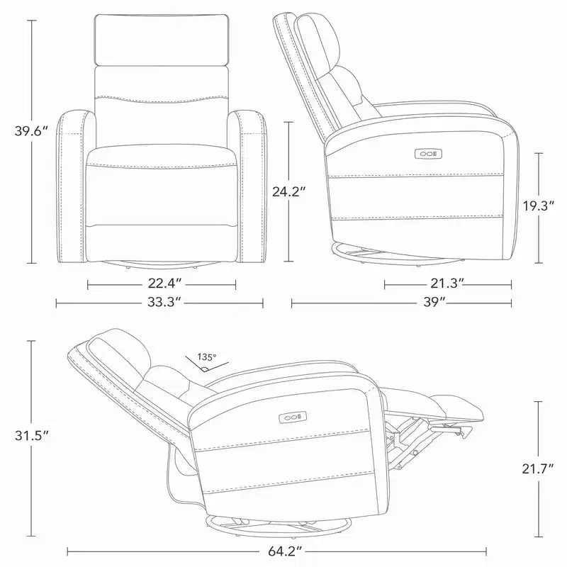 Fauteuil inclinable, pivotant et à bascule Spruce & Spring Power Glider pour chambre de bébé