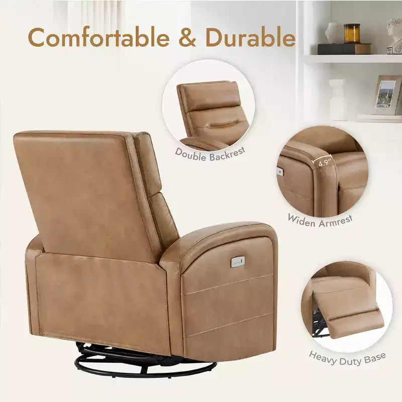 Fauteuil inclinable, pivotant et à bascule Spruce & Spring Power Glider pour chambre de bébé