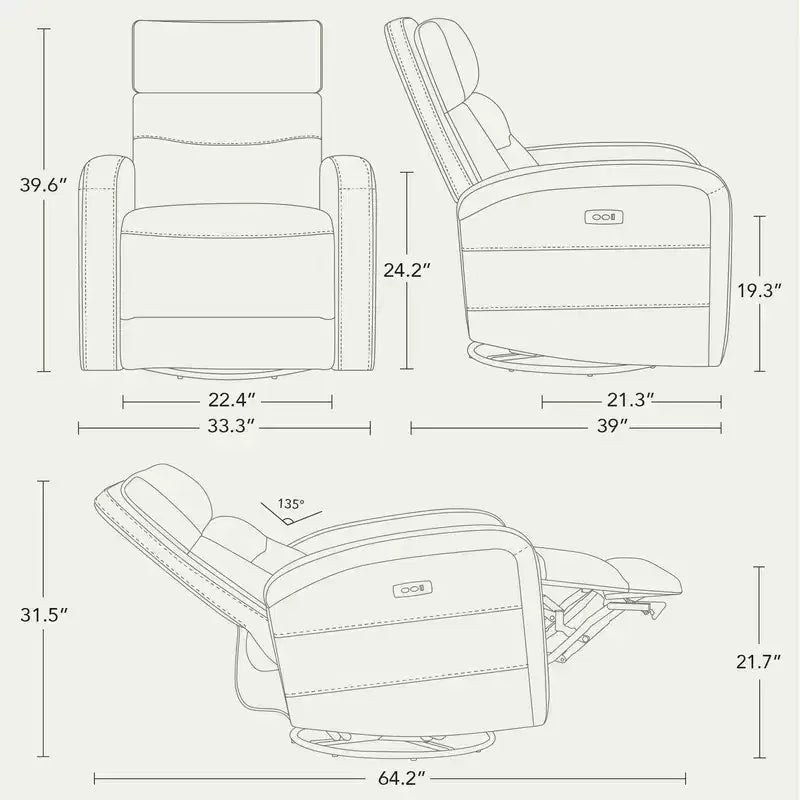 Fauteuil inclinable, pivotant et à bascule Spruce & Spring Power Glider pour chambre de bébé