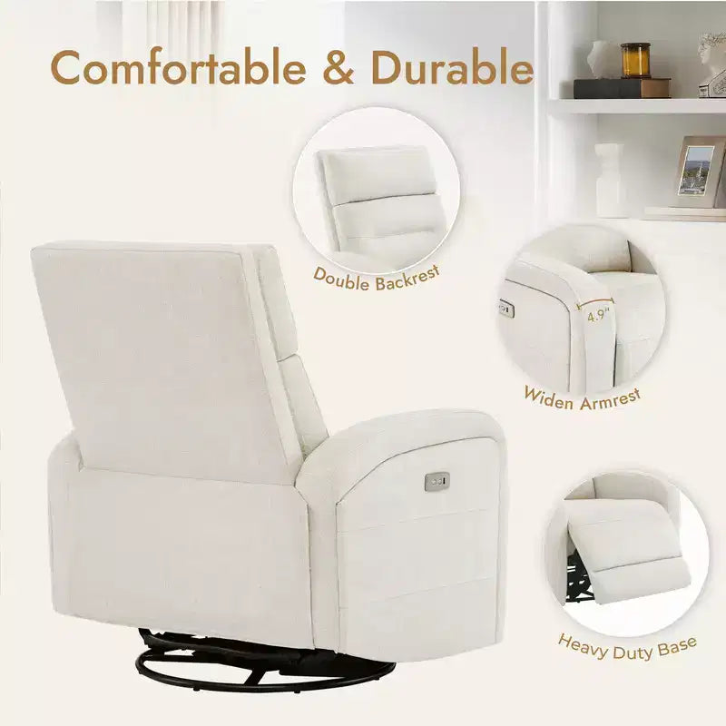Fauteuil inclinable, pivotant et à bascule Spruce & Spring Power Glider pour chambre de bébé
