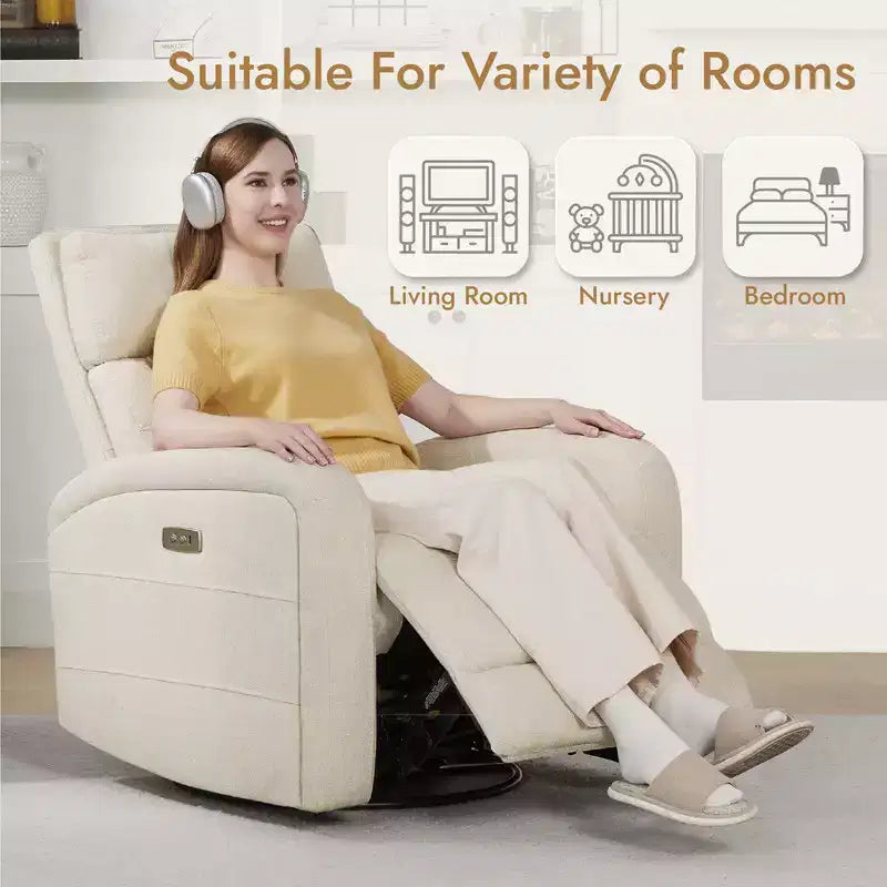 Fauteuil inclinable, pivotant et à bascule Spruce & Spring Power Glider pour chambre de bébé