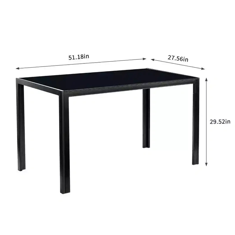 Table de salle à manger Auriona avec plateau en verre et base en métal