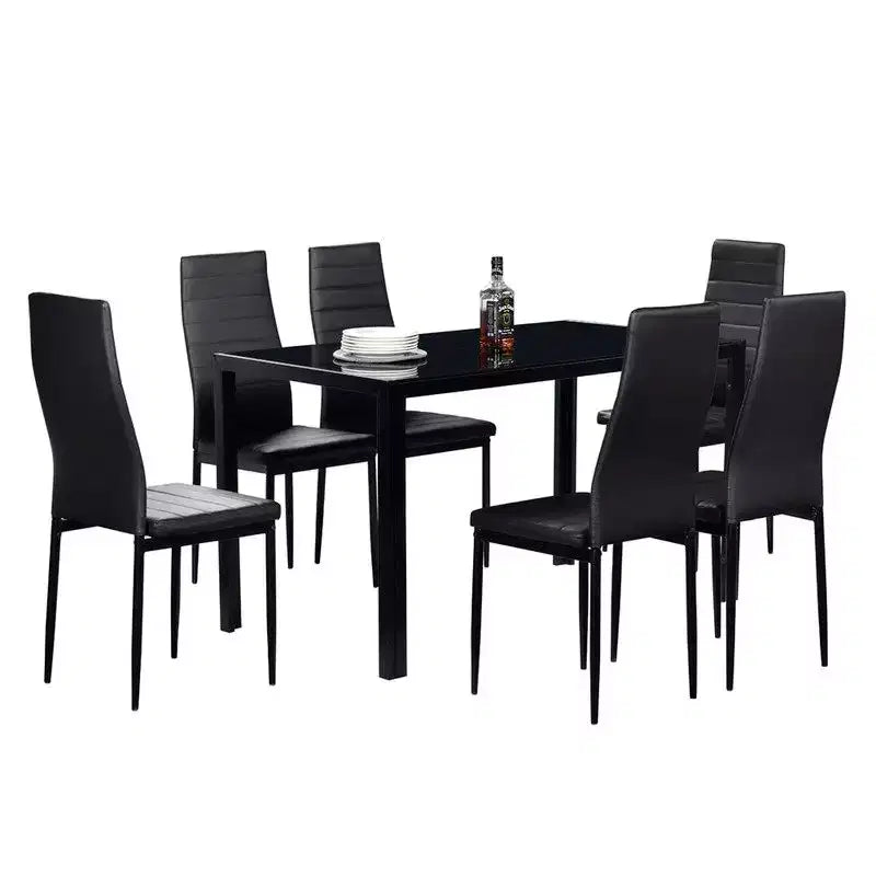 Table de salle à manger Auriona avec plateau en verre et base en métal