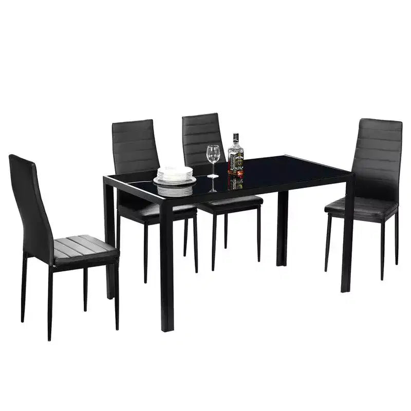 Table de salle à manger Auriona avec plateau en verre et base en métal