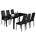 Table de salle à manger Auriona avec plateau en verre et base en métal