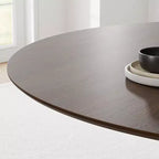 Table à manger ronde PexFix de 46 po pour 6 personnes, table sur pied moderne avec base conique cannelée et plateau en MDF en bois pour les petits espaces de cuisine, salle à manger, café, noyer