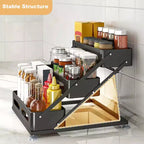 Étagère à épices de comptoir à 3 niveaux, étagère à épices étagée avec ventouses antidérapantes, hauteur ajustable, gain de place pour plan de travail de cuisine