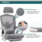 Chaise de bureau à dossier haut en maille Okak moderne avec repose-pieds rétractable, chaise de bureau pivotante réglable pour le bureau, l'étude