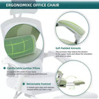Chaise de bureau à dossier haut en maille Okak moderne avec repose-pieds rétractable, chaise de bureau pivotante réglable pour le bureau, l'étude