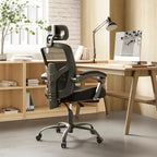 Chaise de bureau à dossier haut en maille Okak moderne avec repose-pieds rétractable, chaise de bureau pivotante réglable pour le bureau, l'étude
