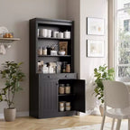 Bibliothèque 5 niveaux de 180 cm avec 2 portes et 1 tiroir, meuble de rangement en bois avec étagères réglables pour salon, bureau