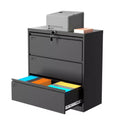 3-Drawer Lateral File Cabinet with Lock & Keys , Metal Storage Heavy-Duty Steel Home Office Organizer for Letter/Legal/A4 Documents