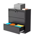 3-Drawer Lateral File Cabinet with Lock & Keys , Metal Storage Heavy-Duty Steel Home Office Organizer for Letter/Legal/A4 Documents