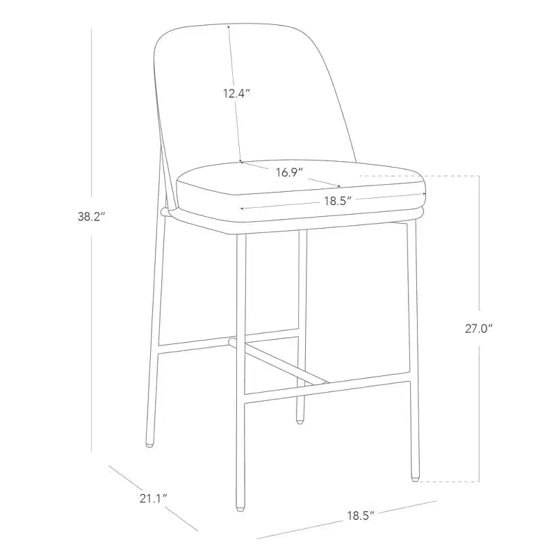 Tabouret de bar moderne Spruce&Spring de 68,5 cm de hauteur de comptoir avec structure dorée - Lot de 2