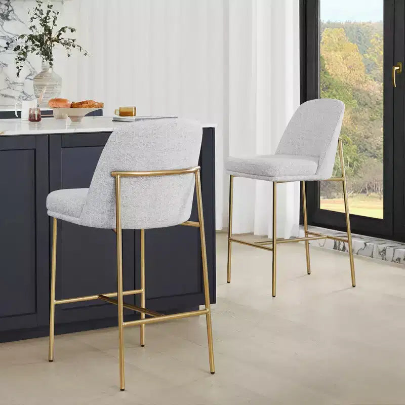 Tabouret de bar moderne Spruce&Spring de 68,5 cm de hauteur de comptoir avec structure dorée - Lot de 2