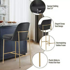 Tabouret de bar moderne Spruce&Spring de 68,5 cm de hauteur de comptoir avec structure dorée - Lot de 2