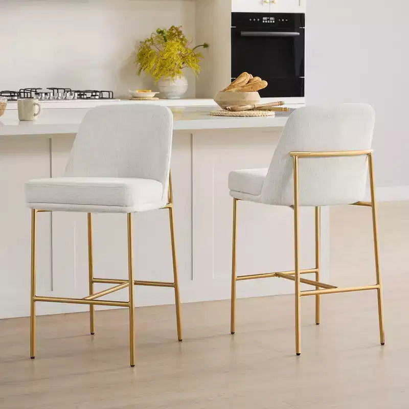 Tabouret de bar moderne Spruce&Spring de 68,5 cm de hauteur de comptoir avec structure dorée - Lot de 2