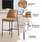 Tabouret de bar moderne Spruce&Spring de 68,5 cm de hauteur de comptoir avec structure dorée - Lot de 2