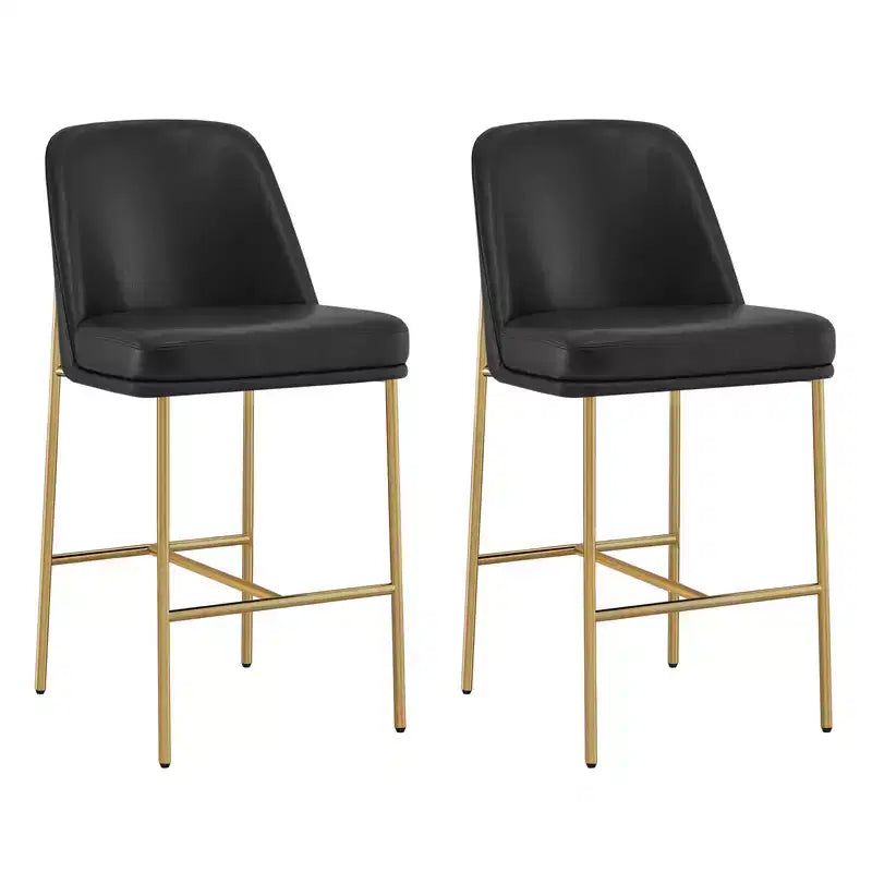 Tabouret de bar moderne Spruce&Spring de 68,5 cm de hauteur de comptoir avec structure dorée - Lot de 2