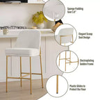 Tabouret de bar moderne Spruce&Spring de 68,5 cm de hauteur de comptoir avec structure dorée - Lot de 2