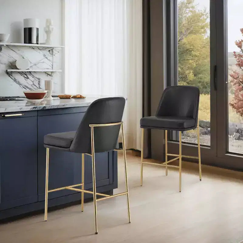 Spruce&Spring Modern 27 inch Counter Height Bar Stool with Gold Frame Set of 2