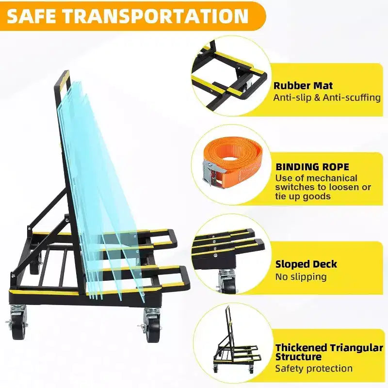 Chariot de manutention pliable Acekool avec capacité de 1 000 kg, plateau réglable et roulettes pivotantes à 360° avec frein pour un transport fluide des marchandises