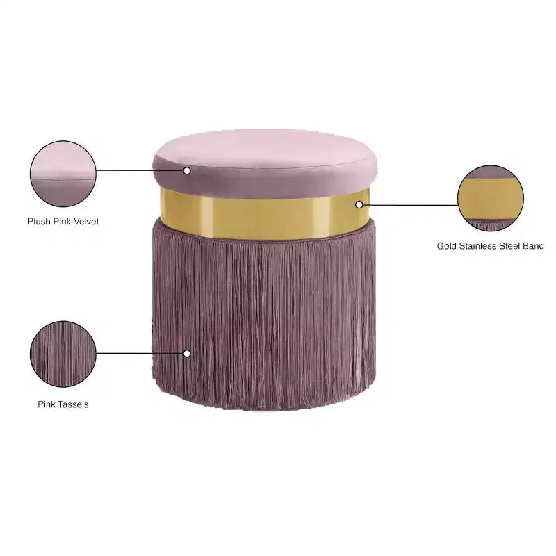 Meridian Furniture, Pouf/Tabouret en velours Yasmine