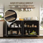 Buffet de rangement cannelé avec 4 portes décorées, meuble de bar à café en bois avec pieds en bois massif pour cuisine, salle à manger, couloir