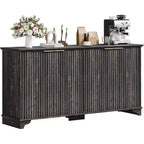 Fluted Sideboard Buffet Cabinet with Storage,4 Decorated Doors,Wood Coffee Bar Cabinet with Solid Wood Feet for Kitchen, Dining Room, Hallway