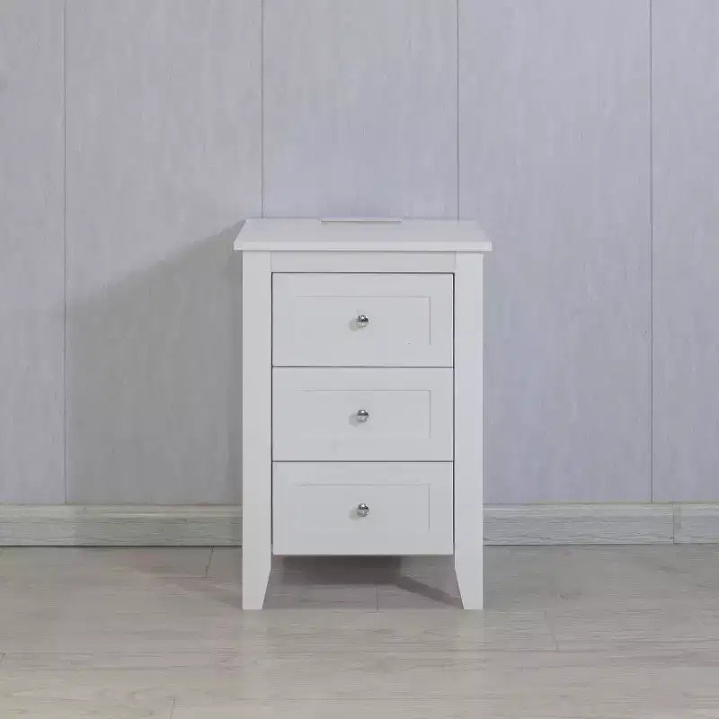 Table de chevet avec 2 tiroirs de rangement, facile à monter, table d'appoint de style vintage pour chambre, salon, bureau, blanc