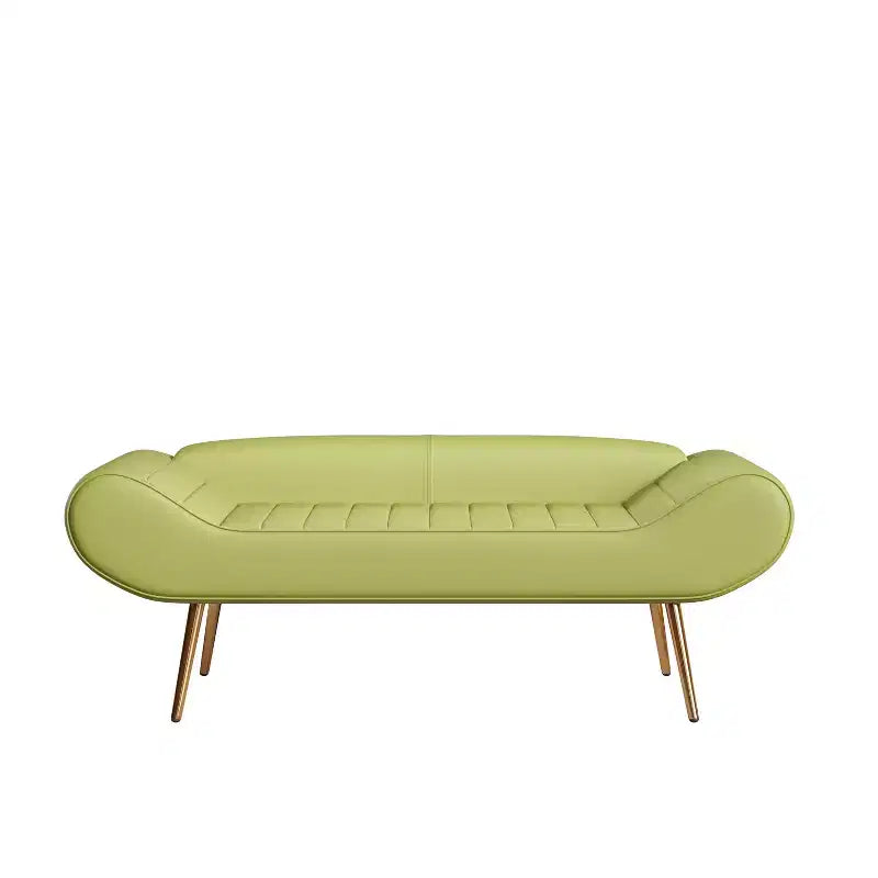 Banc-tabouret de canapé de 57 pouces avec accoudoir, dossier, pieds en métal, capacité de charge de 180 kg, tissu PVC, canapé incurvé pour chambre à coucher, bout de lit, vert