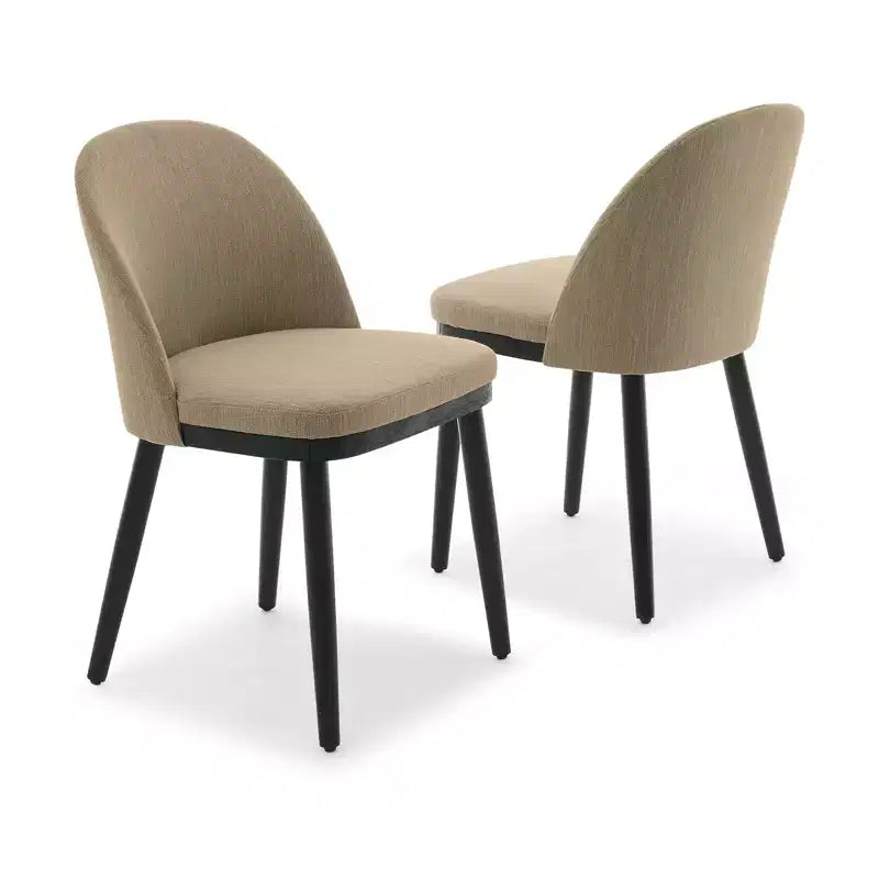 Chaise de salle à manger moderne - Dossier incurvé rembourré et pieds en bois d'hévéa, chaises d'appoint de cuisine modernes en tissu rembourré, chaise de salle à manger sans accoudoirs