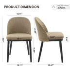 Chaise de salle à manger moderne - Dossier incurvé rembourré et pieds en bois d'hévéa, chaises d'appoint de cuisine modernes en tissu rembourré, chaise de salle à manger sans accoudoirs