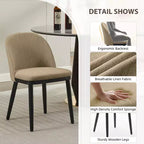 Chaise de salle à manger moderne - Dossier incurvé rembourré et pieds en bois d'hévéa, chaises d'appoint de cuisine modernes en tissu rembourré, chaise de salle à manger sans accoudoirs