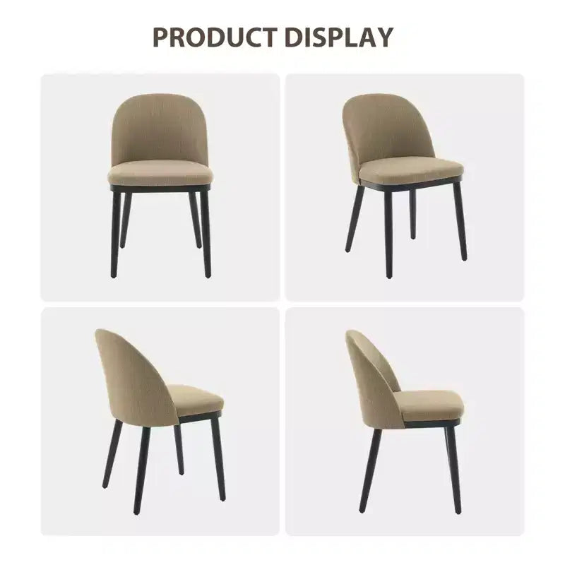 Chaise de salle à manger moderne - Dossier incurvé rembourré et pieds en bois d'hévéa, chaises d'appoint de cuisine modernes en tissu rembourré, chaise de salle à manger sans accoudoirs