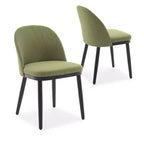 Chaise de salle à manger moderne - Dossier incurvé rembourré et pieds en bois d'hévéa, chaises d'appoint de cuisine modernes en tissu rembourré, chaise de salle à manger sans accoudoirs